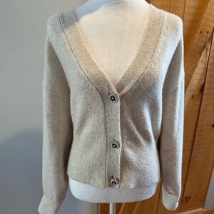 H&M Cream Cozy Cardigan Sweater with Embellished Buttons, S